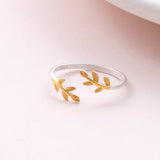 Sterling Silver Gold Leaves Ring - sterling silver-NuNu jewellery