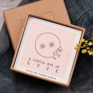 'Little Bit Of Luck' Clover Sterling Silver Earrings - sterling silver-NuNu jewellery