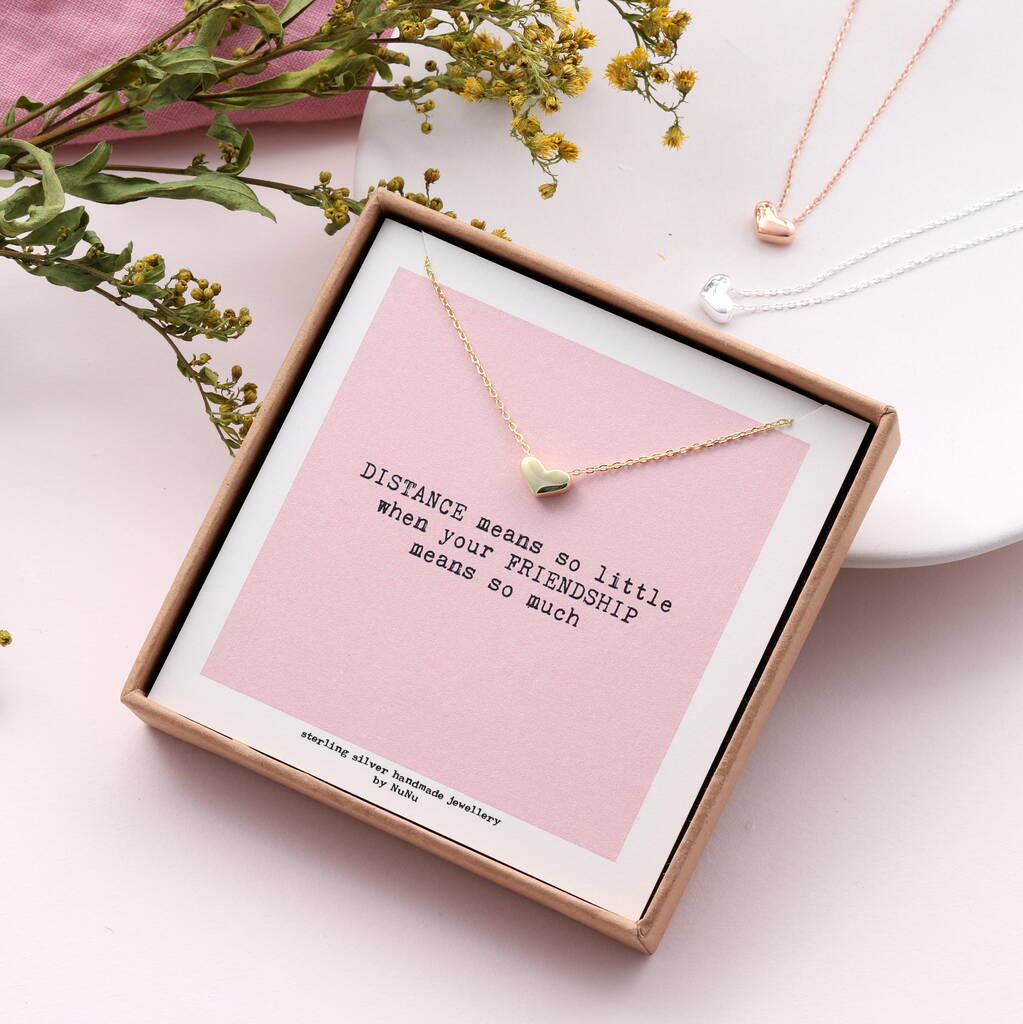 Distance Means So Little Friendship Heart Necklace - sterling silver-NuNu jewellery