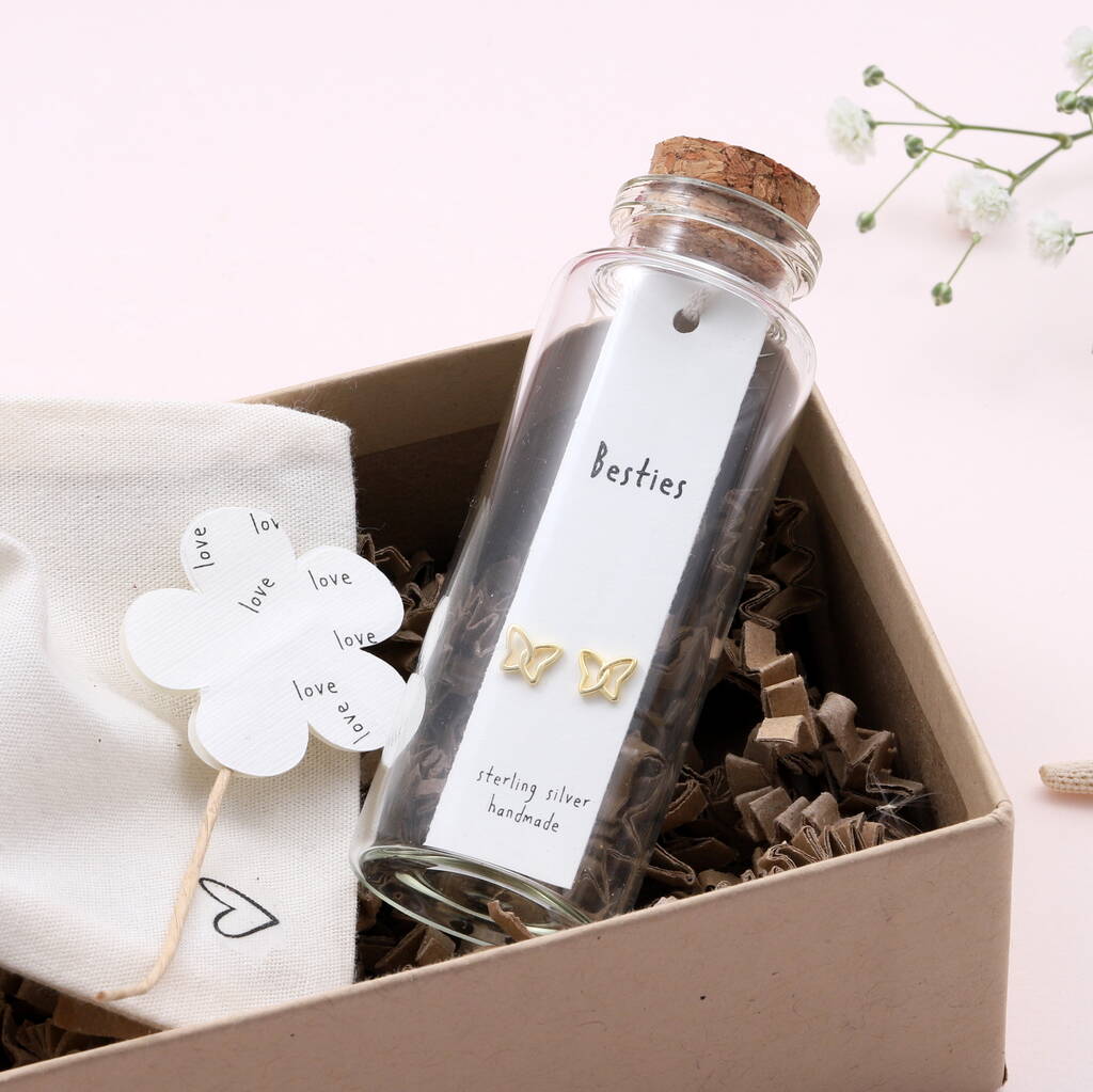 Message Bottle Earrings 'Bestie' - sterling silver-NuNu jewellery