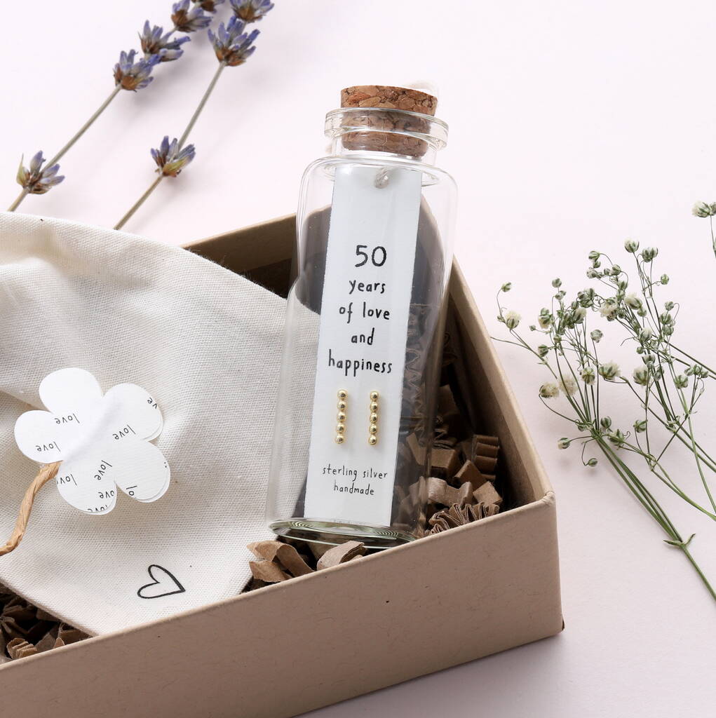 Message Bottle Earrings 50th Birthday - sterling silver-NuNu jewellery