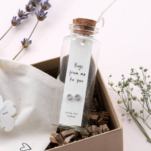 Message Bottle Earrings 'Hugs From Me' - sterling silver-NuNu jewellery