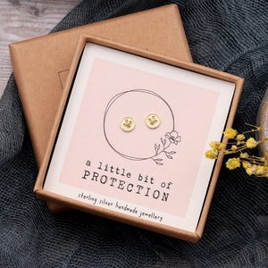 'Little Bit Of Protection' Button Earrings - sterling silver-NuNu jewellery