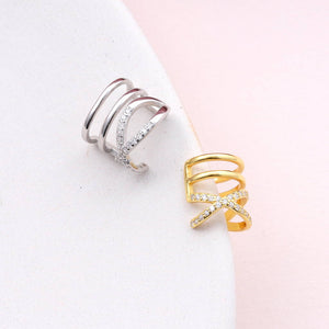 Sterling Silver Multi Lines Ear Cuff - sterling silver-NuNu jewellery