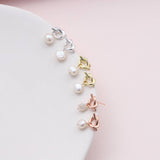 Sterling Silver Friendship Knot Pearl Earrings Studs - sterling silver-NuNu jewellery