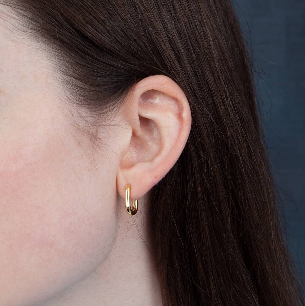 Sterling Silver Rectangular Hoop - sterling silver-NuNu jewellery