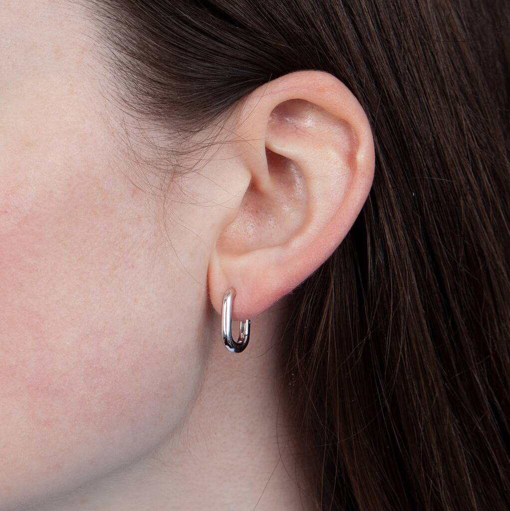 Sterling Silver Rectangular Hoop - sterling silver-NuNu jewellery