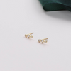 Sterling Silver Three Crystals Earring Studs - sterling silver-NuNu jewellery