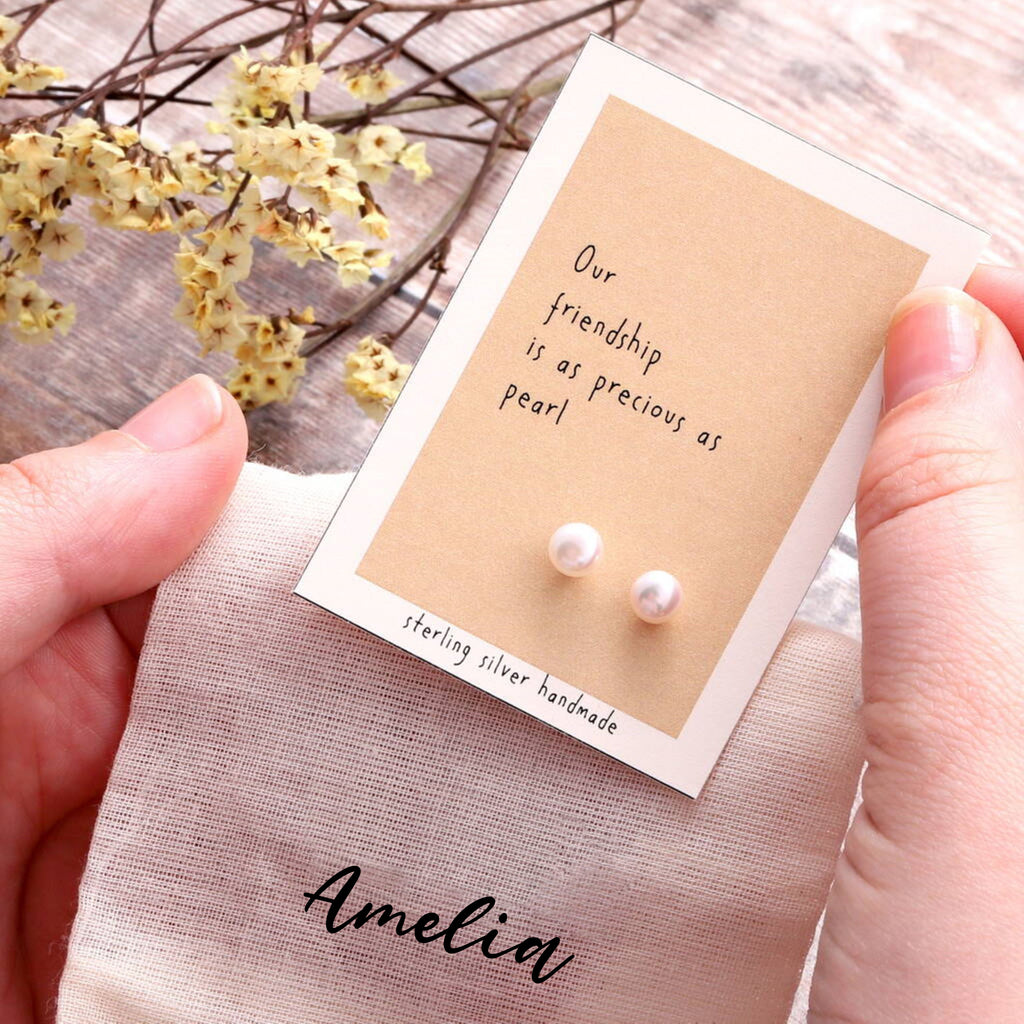 Gift Bag Friend Precious Pearl Sterling Silver Earrings - sterling silver-NuNu jewellery