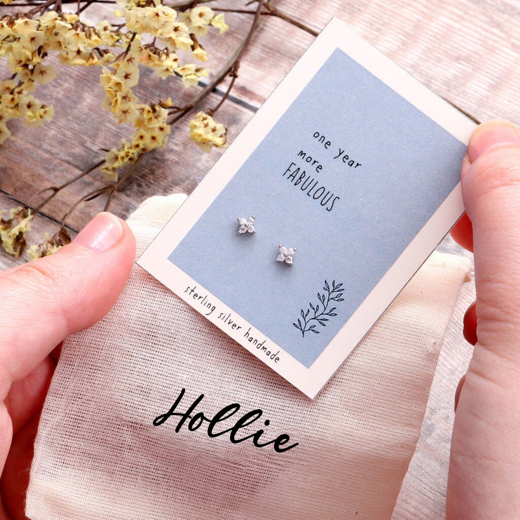 Gift Bag 'One Year More Fabulous' Sparkle Earrings - sterling silver-NuNu jewellery