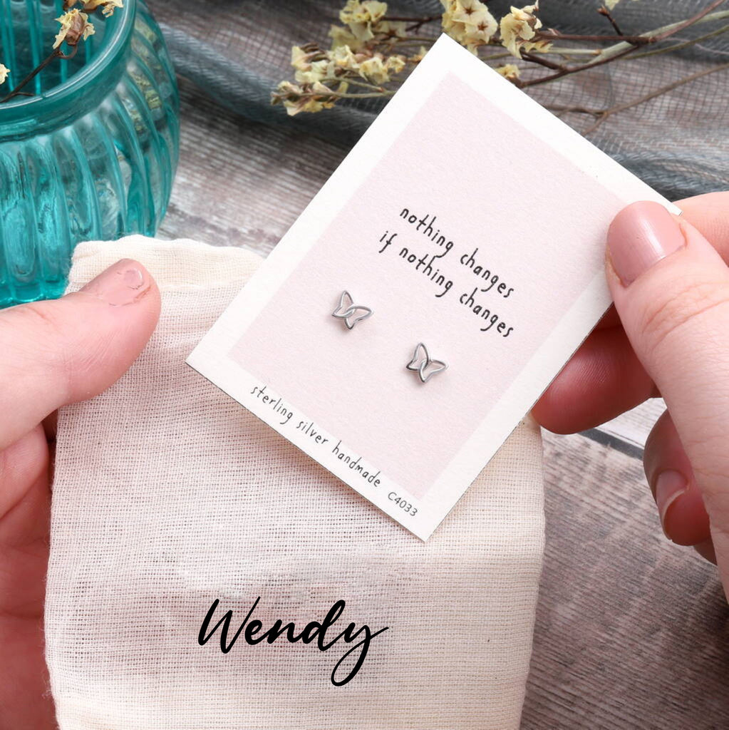 Gift Bag 'Nothing Changes' Butterfly Earrings - sterling silver-NuNu jewellery