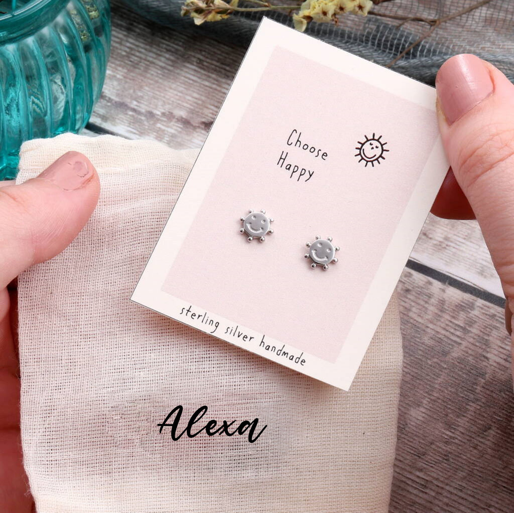 Gift Bag 'Choose Happy' Sunshine Earrings - sterling silver-NuNu jewellery