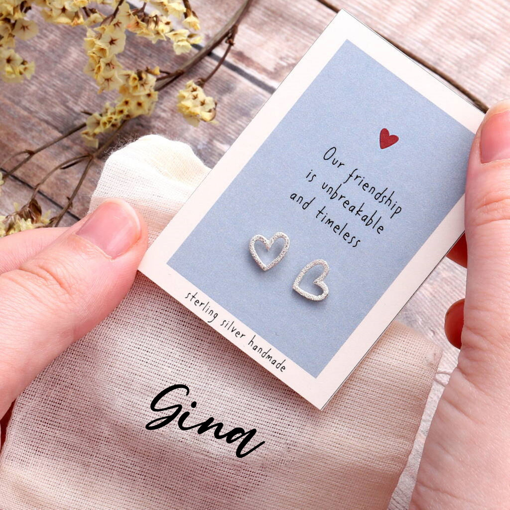 Gift Bag Timeless Friendship Heart Earrings - sterling silver-NuNu jewellery