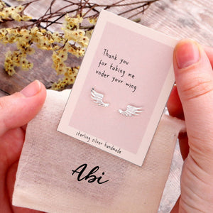 Gift Bag Thank You Sterling Silver Angel Wings Earrings - sterling silver-NuNu jewellery