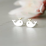 Sterling Silver Little Whale Ear Studs - sterling silver-NuNu jewellery